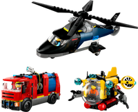 LEGO CITY 60462 Elicottero, autopompa e sottomarino