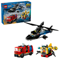 LEGO CITY 60462 Elicottero, autopompa e sottomarino