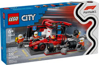 LEGO CITY 60443 Pit Stop F1 e equipaggio ai box con l'auto Ferrari
